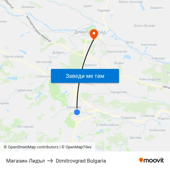 Магазин Лидъл to Dimitrovgrad Bulgaria map