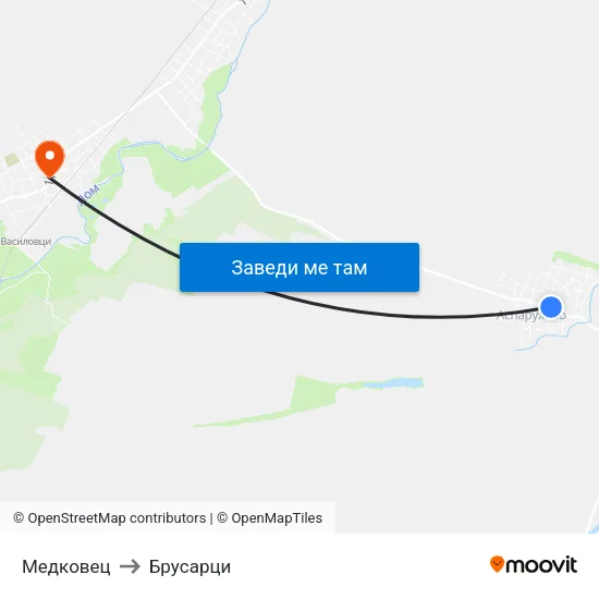 Медковец to Брусарци map