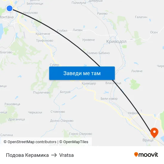 Подова Керамика to Vratsa map