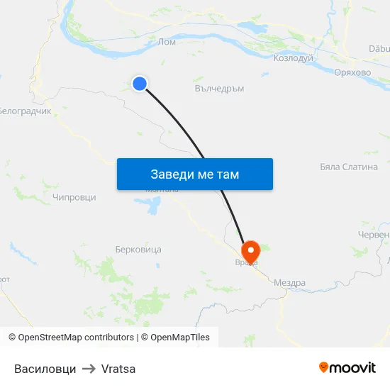 Василовци to Vratsa map