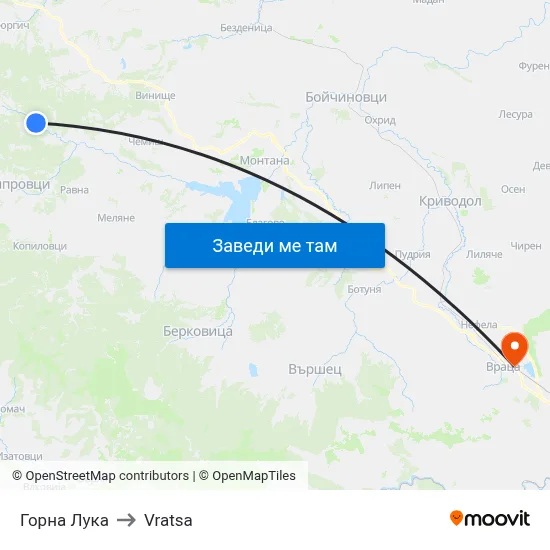 Горна Лука to Vratsa map