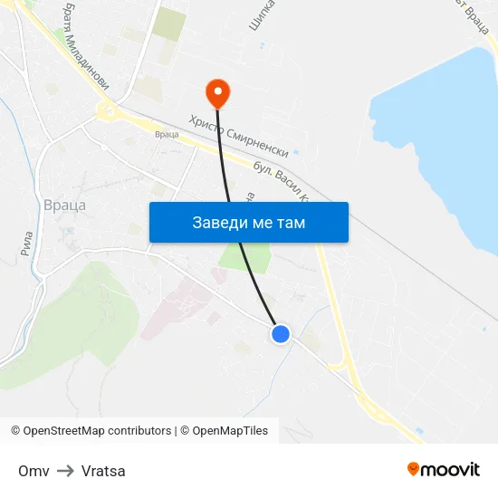 Omv to Vratsa map