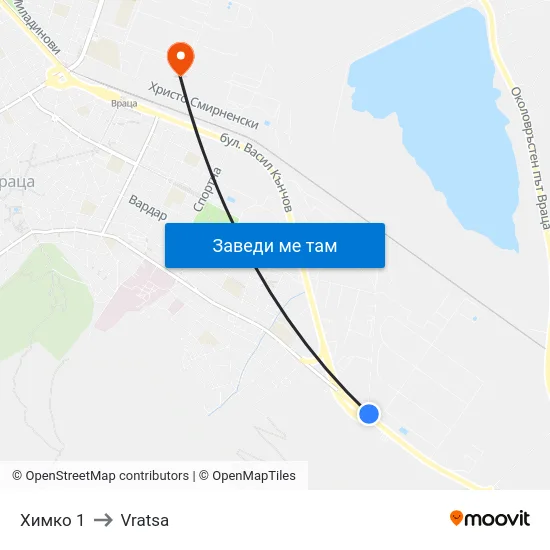Химко 1 to Vratsa map
