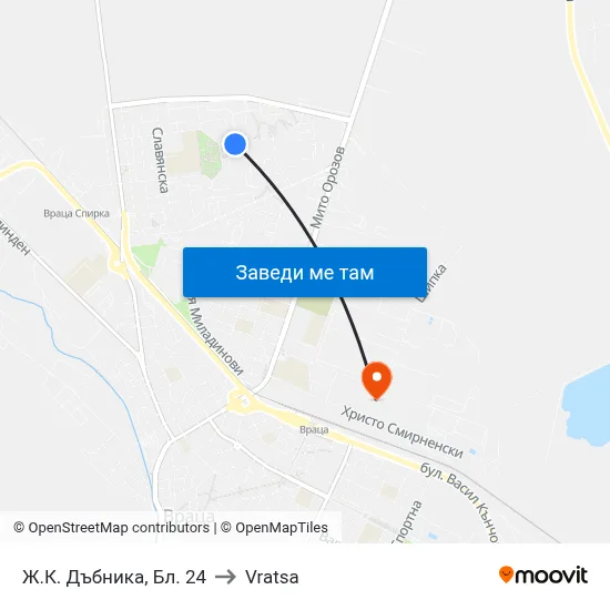 Ж.К. Дъбника, Бл. 24 to Vratsa map