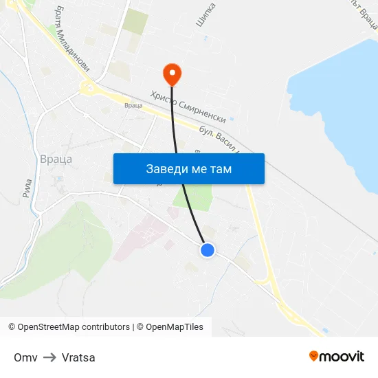Omv to Vratsa map