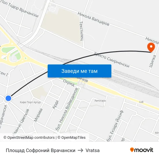 Площад Софроний Врачански to Vratsa map