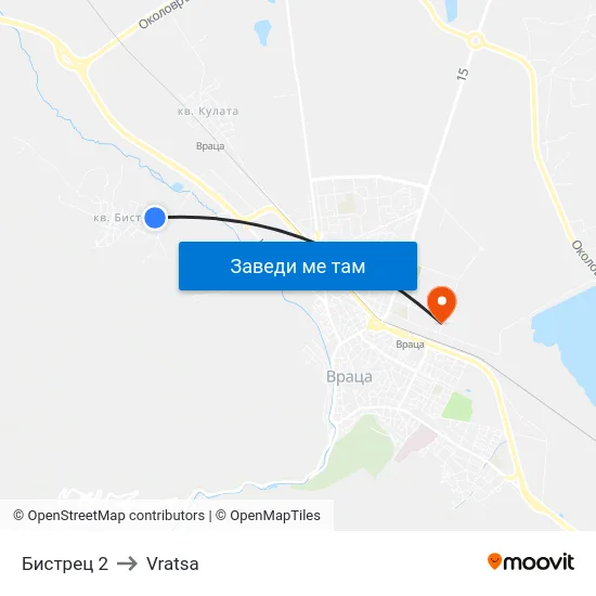 Бистрец 2 to Vratsa map