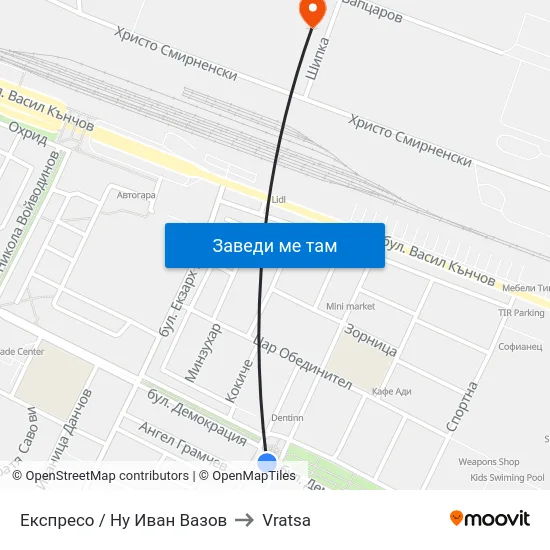 Експресо / Ну Иван Вазов to Vratsa map