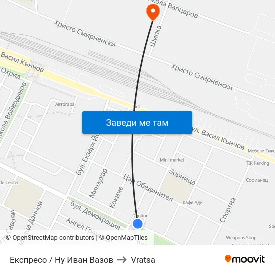Експресо / Ну Иван Вазов to Vratsa map