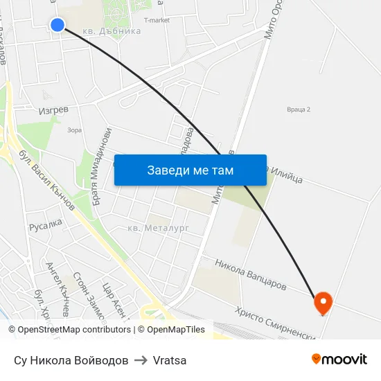 Су Никола Войводов to Vratsa map
