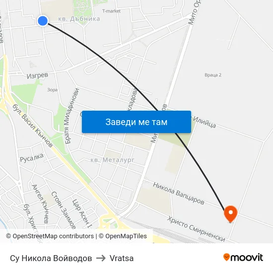 Су Никола Войводов to Vratsa map