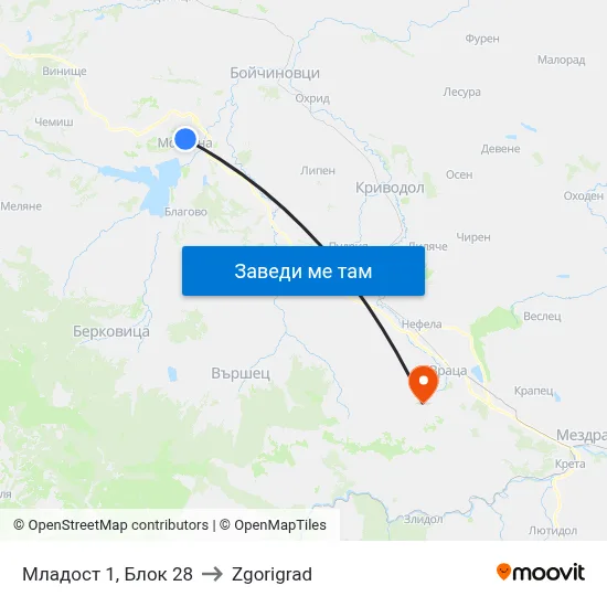 Младост 1, Блок 28 to Zgorigrad map