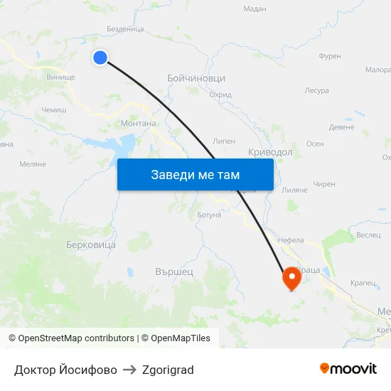 Доктор Йосифово to Zgorigrad map