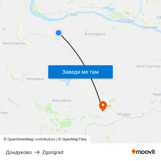 Дондуково to Zgorigrad map