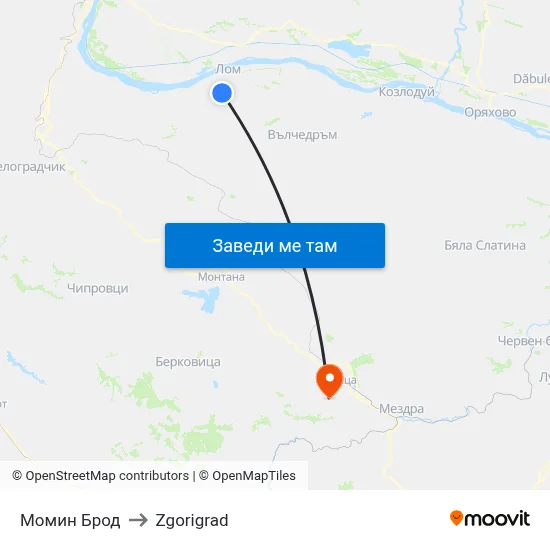 Момин Брод to Zgorigrad map
