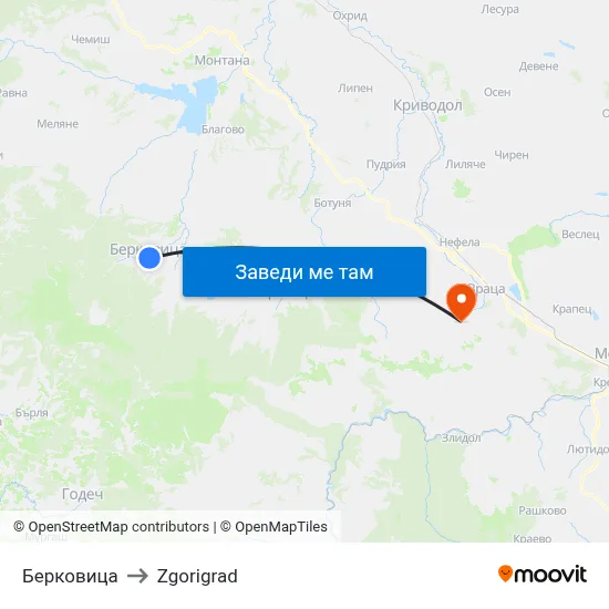 Берковица to Zgorigrad map