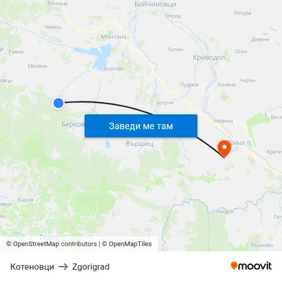 Котеновци to Zgorigrad map