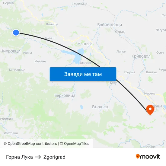 Горна Лука to Zgorigrad map