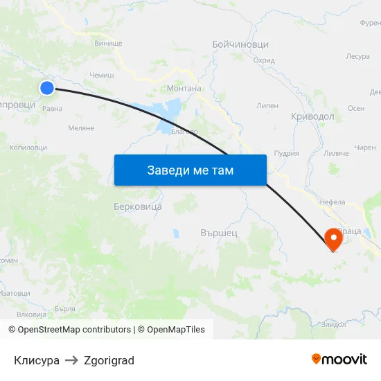 Клисура to Zgorigrad map