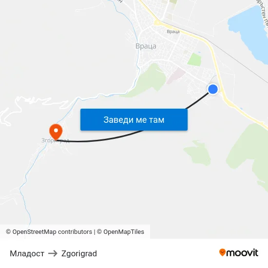 Младост to Zgorigrad map