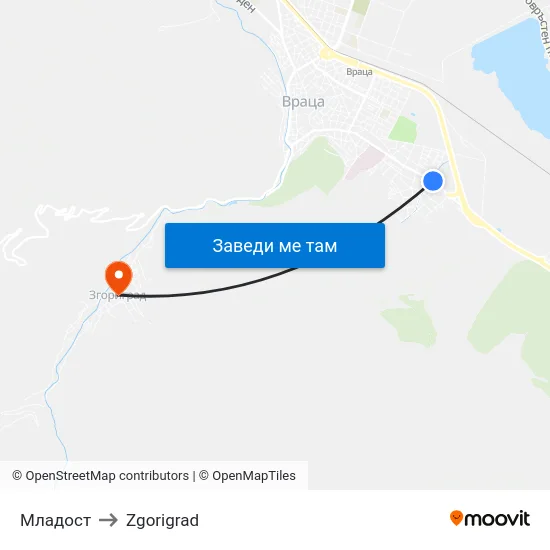 Младост to Zgorigrad map