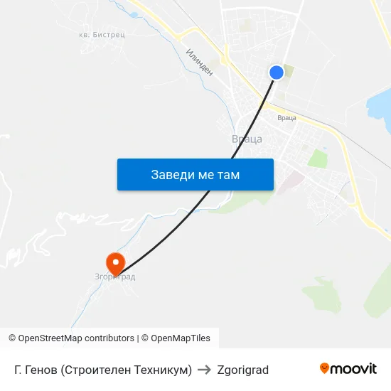 Г. Генов (Строителен Техникум) to Zgorigrad map