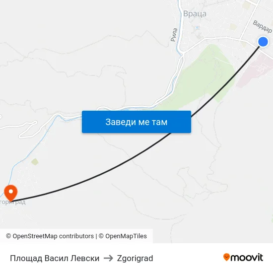 Площад Васил Левски to Zgorigrad map