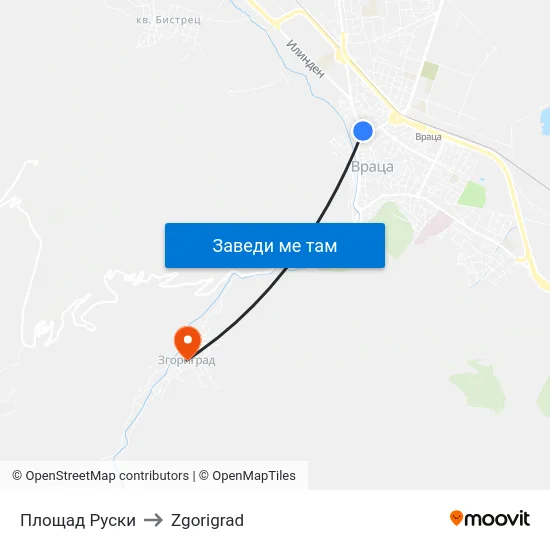 Площад Руски to Zgorigrad map
