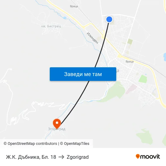 Ж.К. Дъбника, Бл. 18 to Zgorigrad map