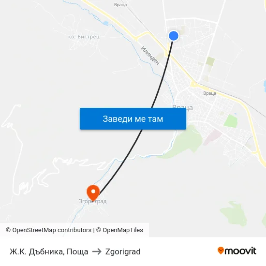 Ж.К. Дъбника, Поща to Zgorigrad map