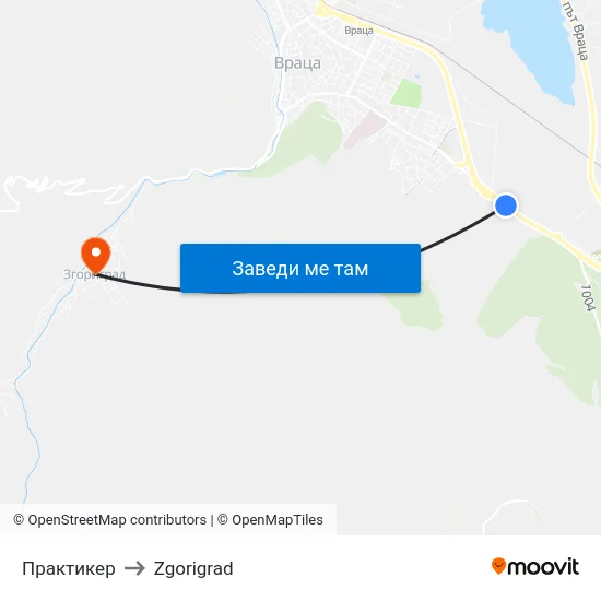Практикер to Zgorigrad map