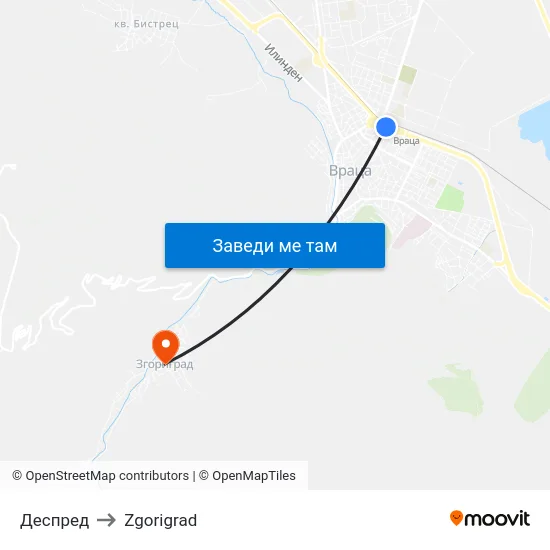 Деспред to Zgorigrad map