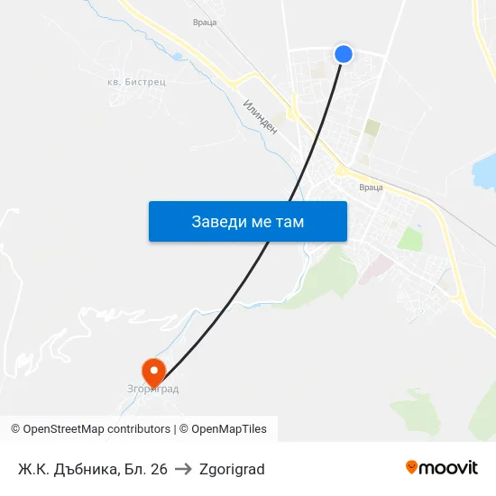 Ж.К. Дъбника, Бл. 26 to Zgorigrad map