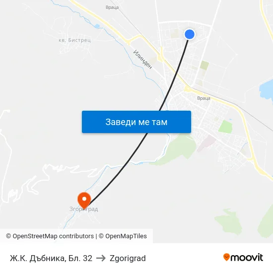 Ж.К. Дъбника, Бл. 32 to Zgorigrad map