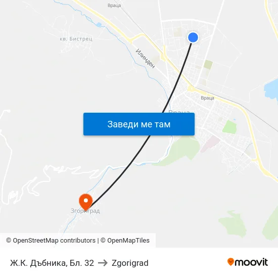 Ж.К. Дъбника, Бл. 32 to Zgorigrad map