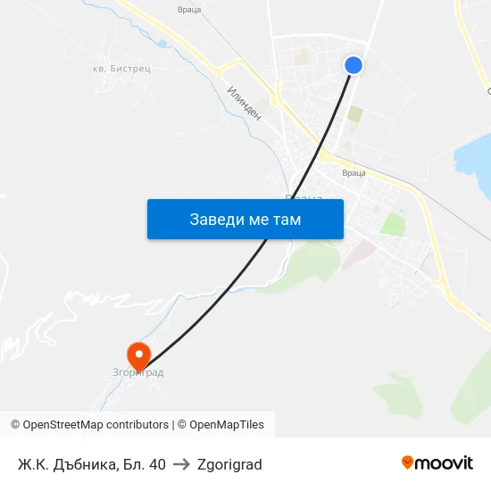 Ж.К. Дъбника, Бл. 40 to Zgorigrad map