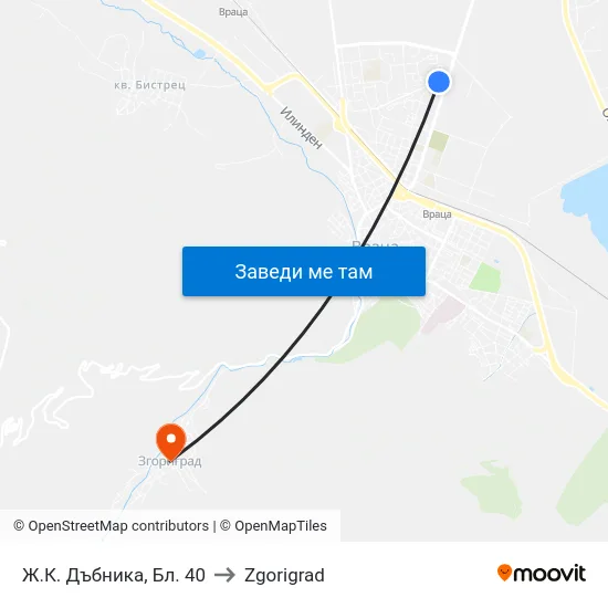 Ж.К. Дъбника, Бл. 40 to Zgorigrad map