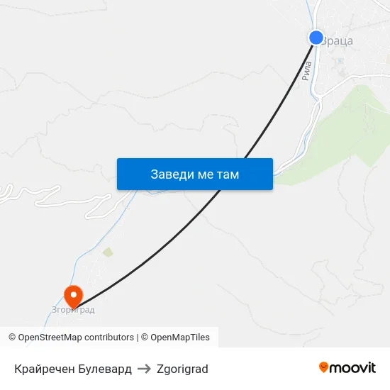 Крайречен Булевард to Zgorigrad map