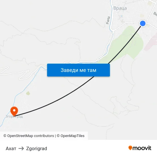 Ахат to Zgorigrad map