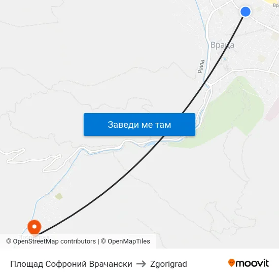 Площад Софроний Врачански to Zgorigrad map