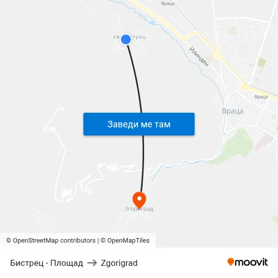 Бистрец - Площад to Zgorigrad map