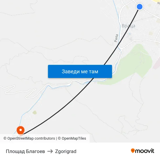 Площад Благоев to Zgorigrad map