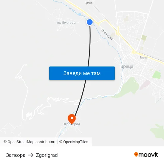 Затвора to Zgorigrad map
