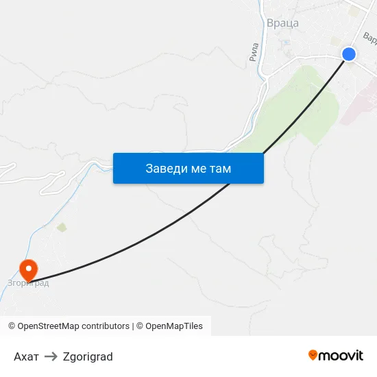 Ахат to Zgorigrad map