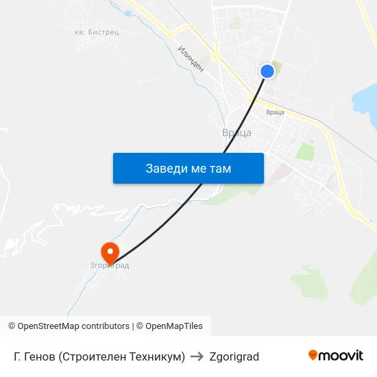 Г. Генов (Строителен Техникум) to Zgorigrad map