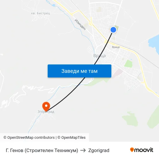 Г. Генов (Строителен Техникум) to Zgorigrad map