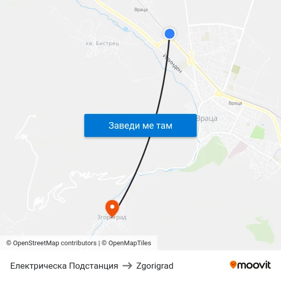 Електрическа Подстанция to Zgorigrad map