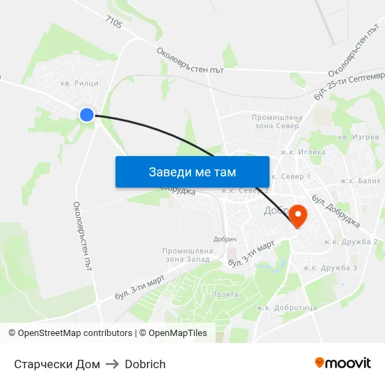 Старчески Дом to Dobrich map