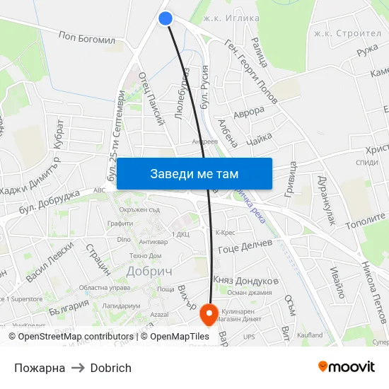 Пожарна to Dobrich map