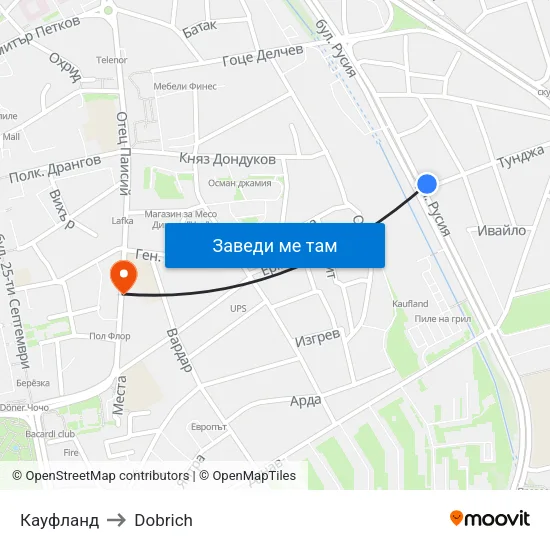 Кауфланд to Dobrich map